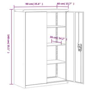 Aktenschrank Hellgrau und Dunkelgrau 90x40x140 cm Stahl