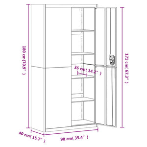 vidaXL Aktenschrank Hellgrau 90x40x180 cm Stahl