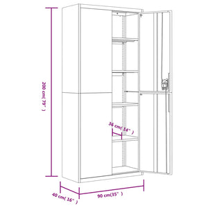 Aktenschrank Weiß 90x40x200 cm Stahl Stilecasa