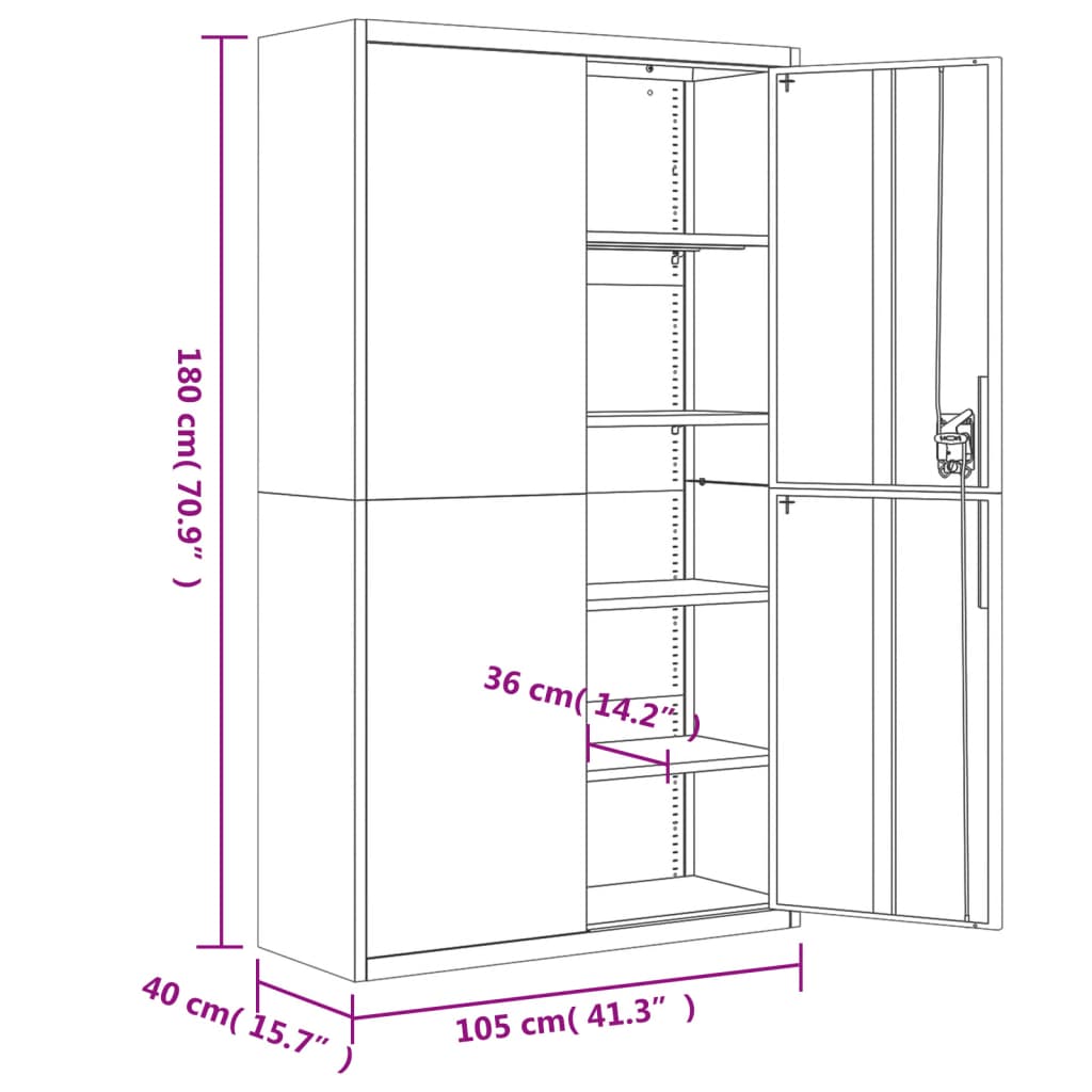 Aktenschrank Weiß 105x40x180 cm Stahl Stilecasa