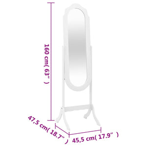 vidaXL Standspiegel Weiß 45,5x47,5x160 cm Holzwerkstoff