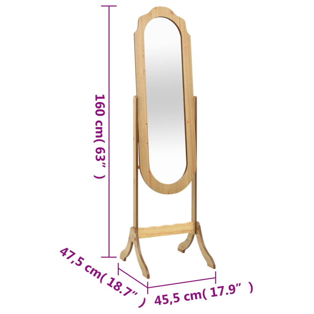 vidaXL Standspiegel 45,5x47,5x160 cm Holzwerkstoff