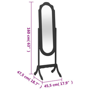 vidaXL Standspiegel Schwarz 45,5x47,5x160 cm Holzwerkstoff