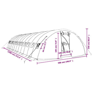 Gewächshaus mit Stahlrahmen Weiß 60 m² 12x5x2,3 m VIDAXL