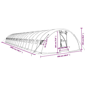 Gewächshaus mit Stahlrahmen Weiß 100 m² 20x5x2,3 m VIDAXL