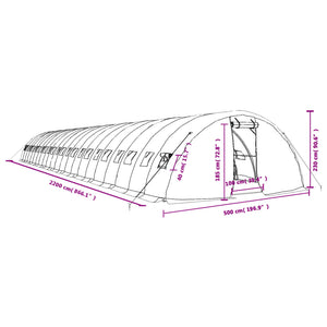 Gewächshaus mit Stahlrahmen Weiß 110 m² 22x5x2,3 m VIDAXL