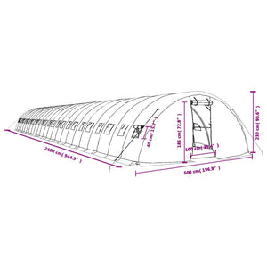 Gewächshaus mit Stahlrahmen Weiß 120 m² 24x5x2,3 m VIDAXL