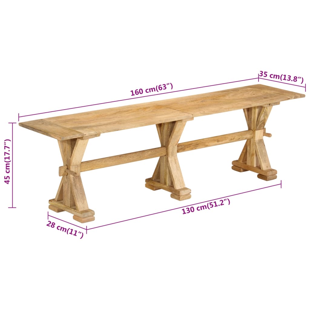 vidaXL Sitzbank 160x35x45 cm Massivholz Mango