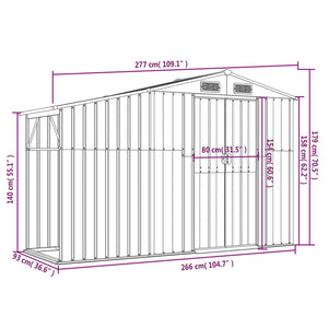 Gerätehaus Anthrazit 277x93x179 cm Verzinkter Stahl Stilecasa