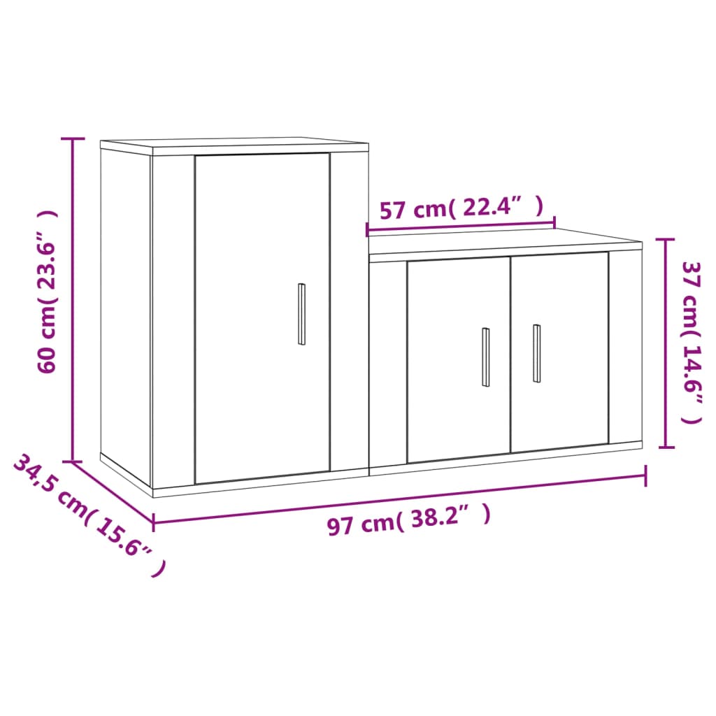 vidaXL 2-tlg. TV-Schrank-Set Hochglanz-Weiß Holzwerkstoff