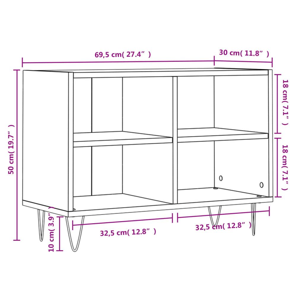 vidaXL TV-Schrank Sonoma-Eiche 69,5x30x50 cm Holzwerkstoff