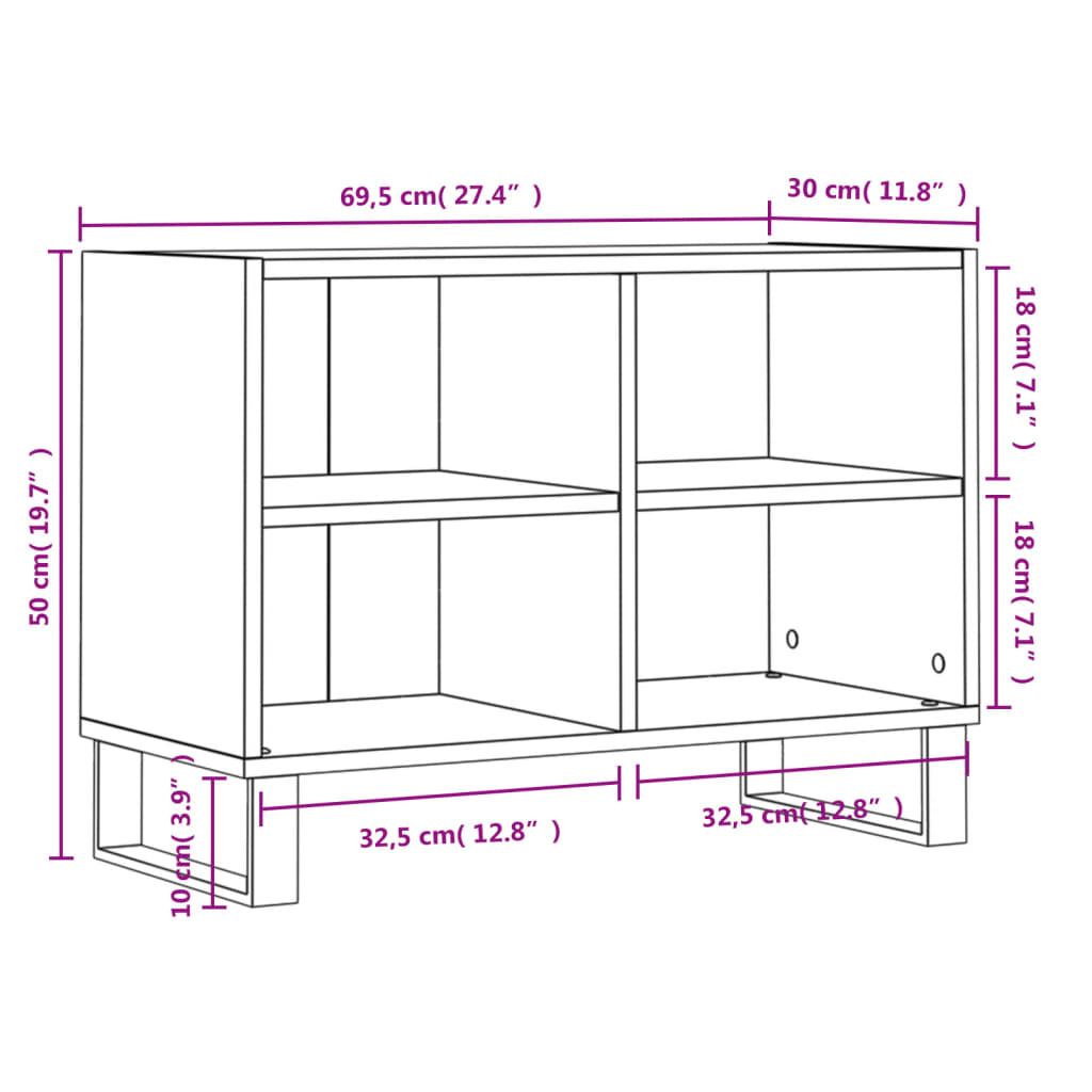 vidaXL TV-Schrank Schwarz 69,5x30x50 cm Holzwerkstoff