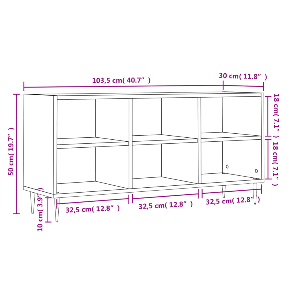 vidaXL TV-Schrank Betongrau 103,5x30x50 cm Holzwerkstoff