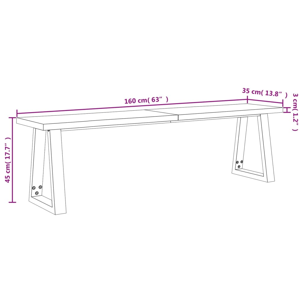 vidaXL Bank Baumkante 160 cm Massivholz Akazie