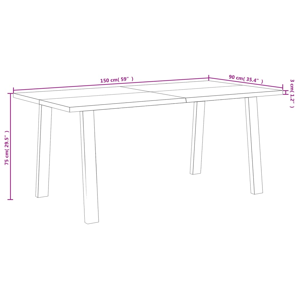 vidaXL Esstisch 150x90x75 cm Massivholz Akazie