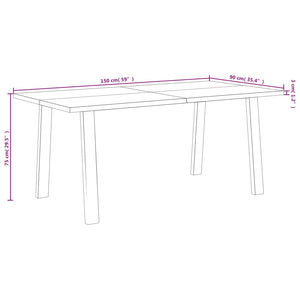 vidaXL Esstisch 150x90x75 cm Massivholz Akazie