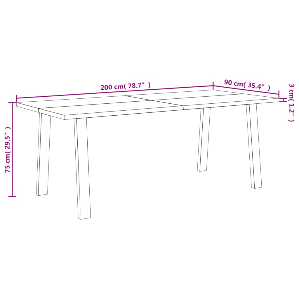 vidaXL Esstisch 200x90x75 cm Massivholz Akazie