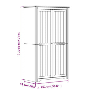 Kleiderschrank BODO Weiß 99x53,5x173 cm Massivholz Kiefer Stilecasa