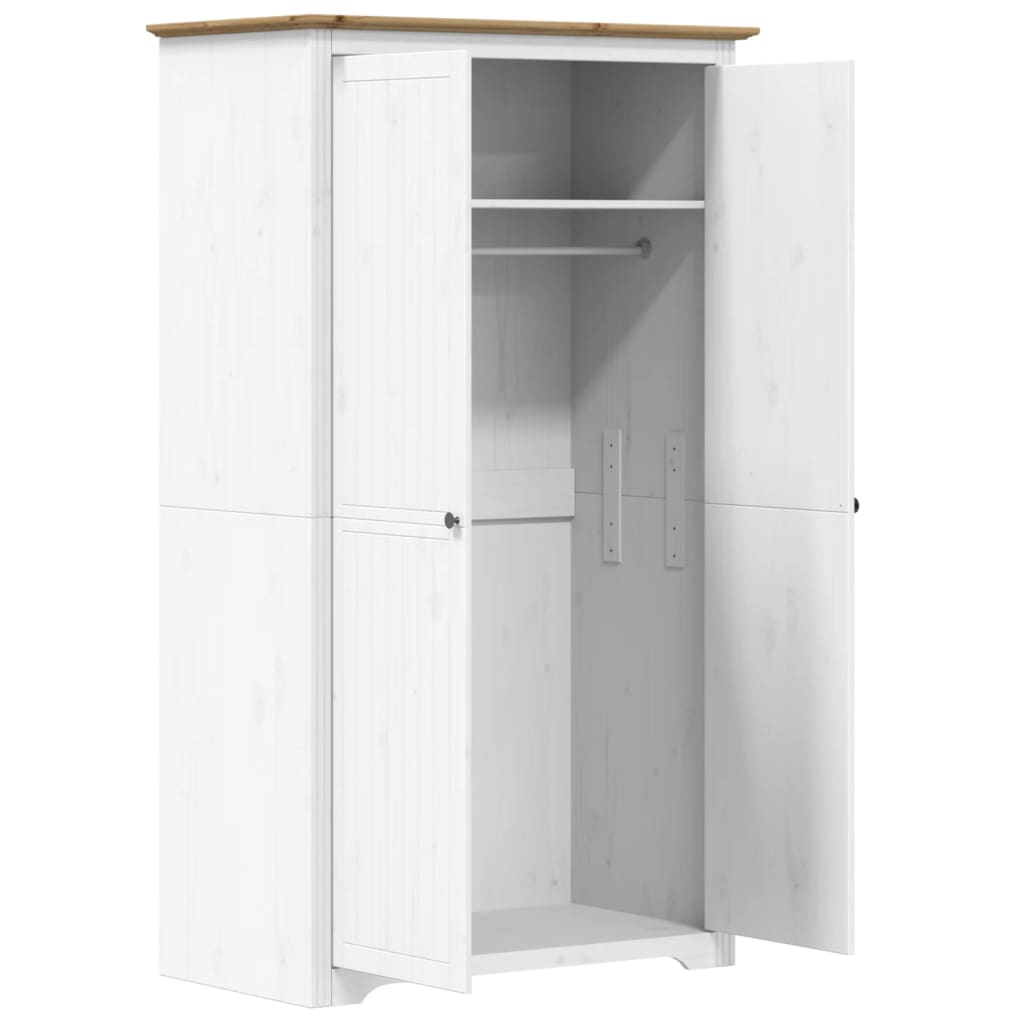 vidaXL Kleiderschrank BODO Weiß und Braun 99x53,5x173 cm Kiefernholz