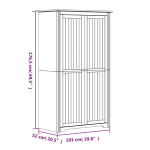 vidaXL Kleiderschrank BODO Grau 99x53,5x173 cm Massivholz Kiefer