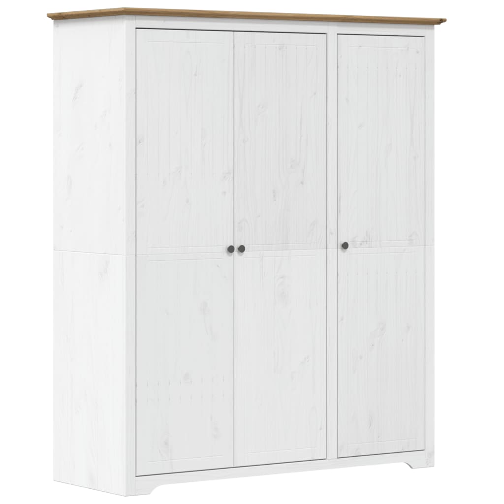 vidaXL Kleiderschrank BODO Weiß und Braun 146x53,5x173 cm Kiefernholz