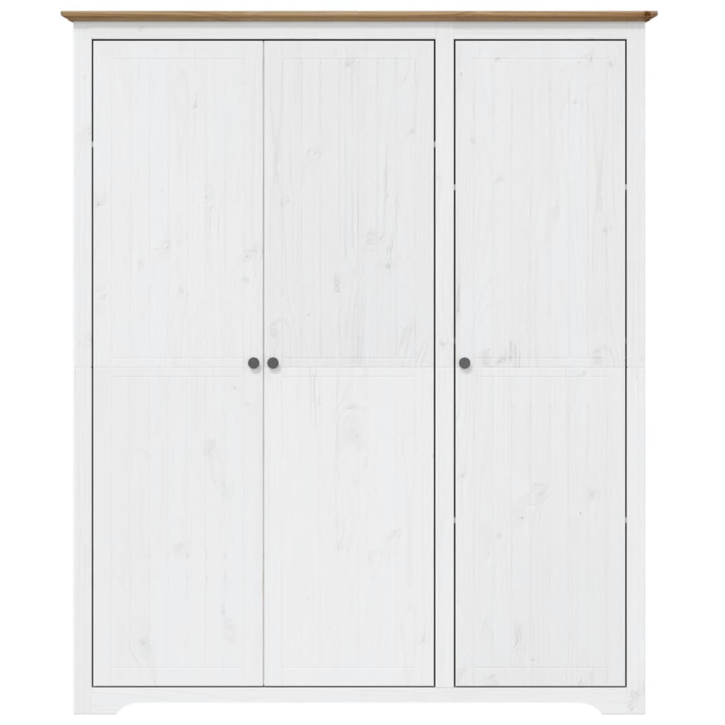 vidaXL Kleiderschrank BODO Weiß und Braun 146x53,5x173 cm Kiefernholz