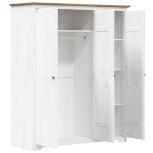 vidaXL Kleiderschrank BODO Weiß und Braun 146x53,5x173 cm Kiefernholz