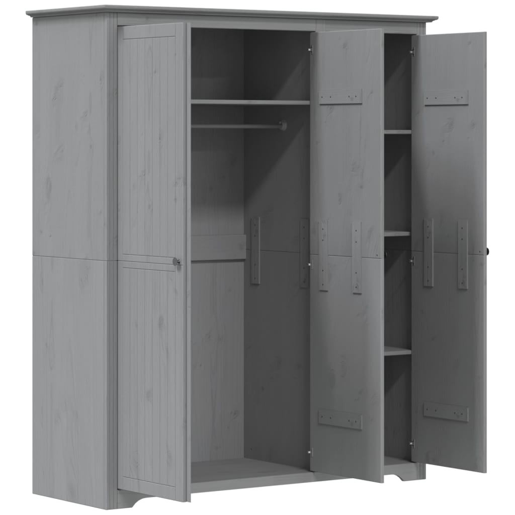 vidaXL Kleiderschrank BODO Grau 146x53,5x173 cm Massivholz Kiefer