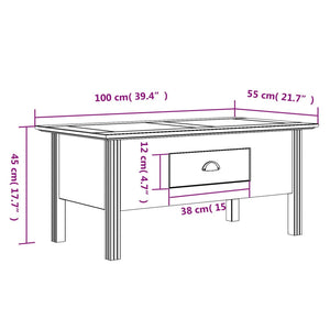 vidaXL Couchtisch BODO Weiß 100x55x46 cm Massivholz Kiefer