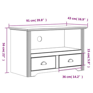 vidaXL TV-Schrank mit 2 Schubladen BODO 91,5x44,5x56 Massivholz Kiefer