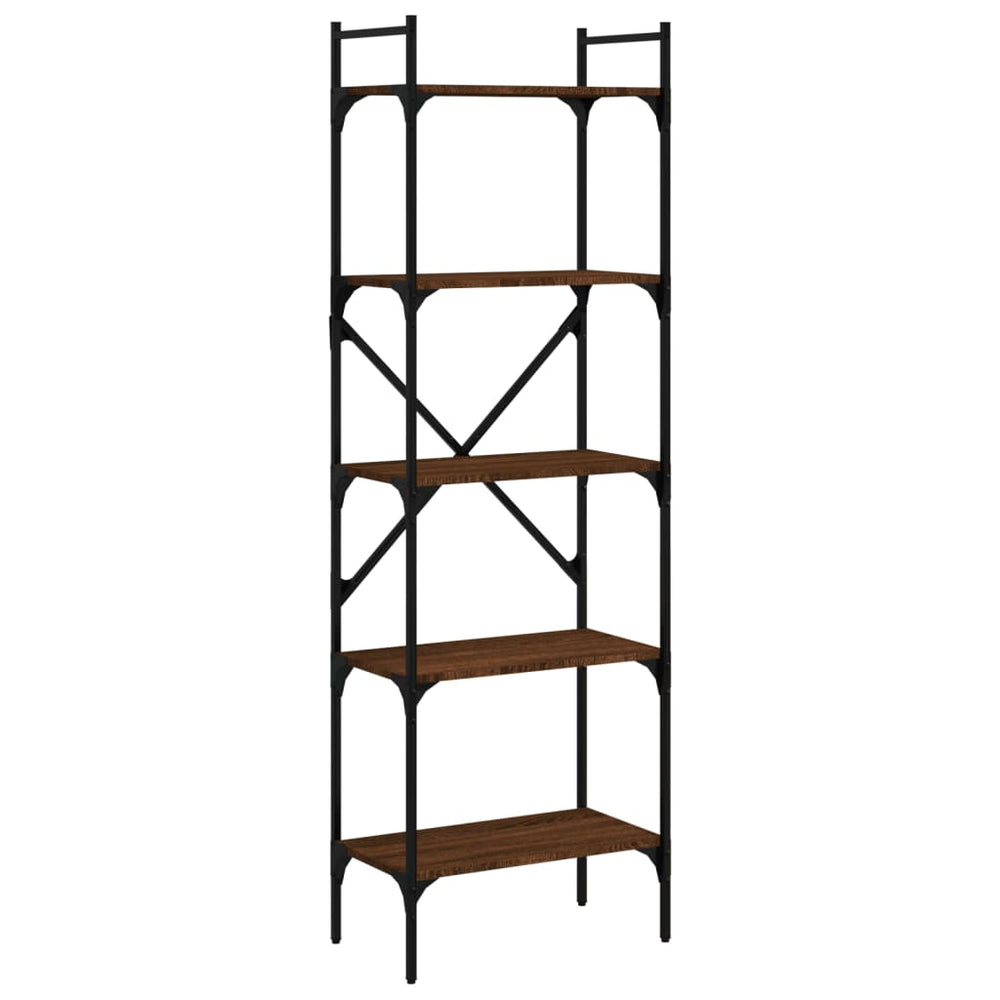 Bücherregal 5 Fächer Braun Eiche 56x31,5x174 cm Holzwerkstoff Stilecasa