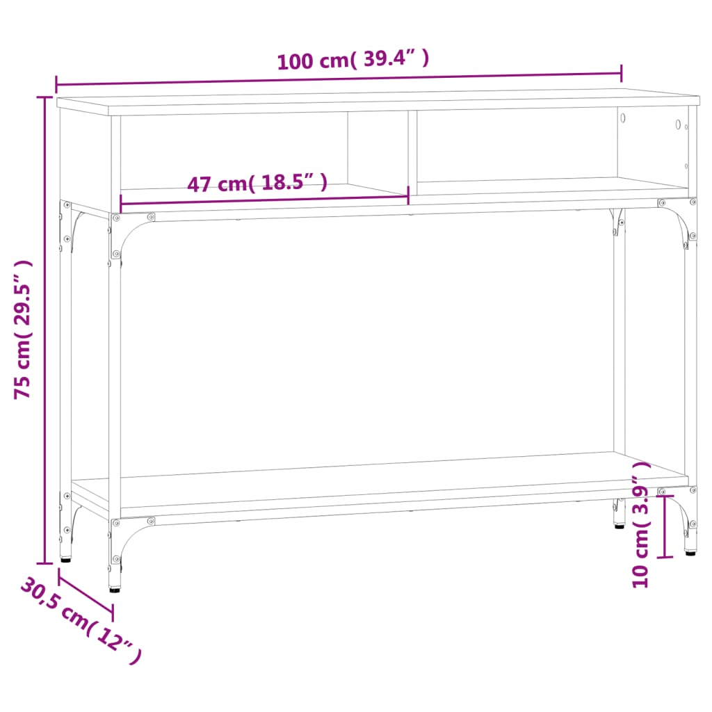 vidaXL Konsolentisch Räuchereiche 100x30,5x75 cm Holzwerkstoff