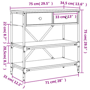 Konsolentisch Sonoma-Eiche 75x34,5x75 cm Holzwerkstoff Stilecasa