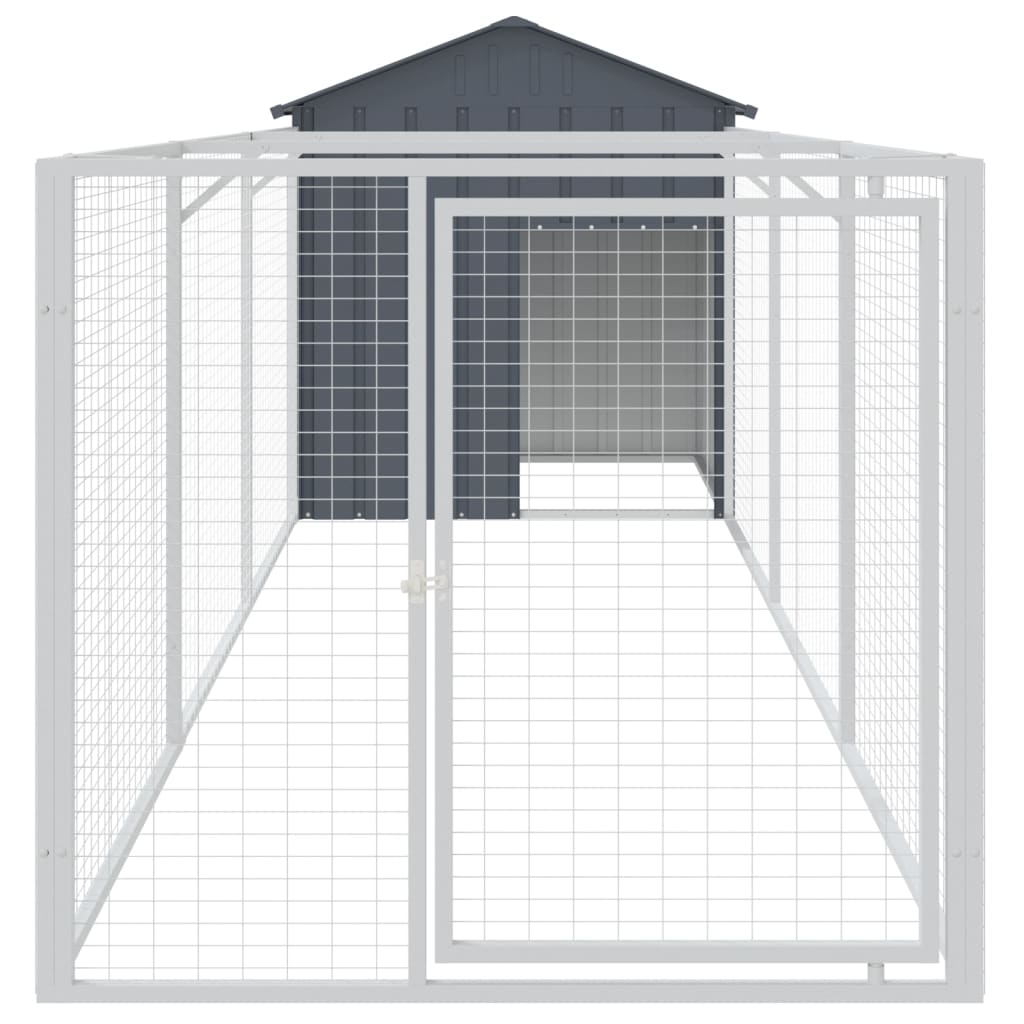 Hundehütte mit Dach Anthrazit 117x405x123 cm Verzinkter Stahl Stilecasa