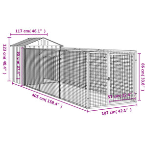 Hundehütte mit Dach Anthrazit 117x405x123 cm Verzinkter Stahl Stilecasa