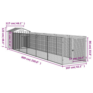 Hundehütte mit Dach Anthrazit 117x609x123 cm Verzinkter Stahl Stilecasa