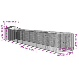 Hundehütte mit Dach Anthrazit 117x813x123 cm Verzinkter Stahl Stilecasa