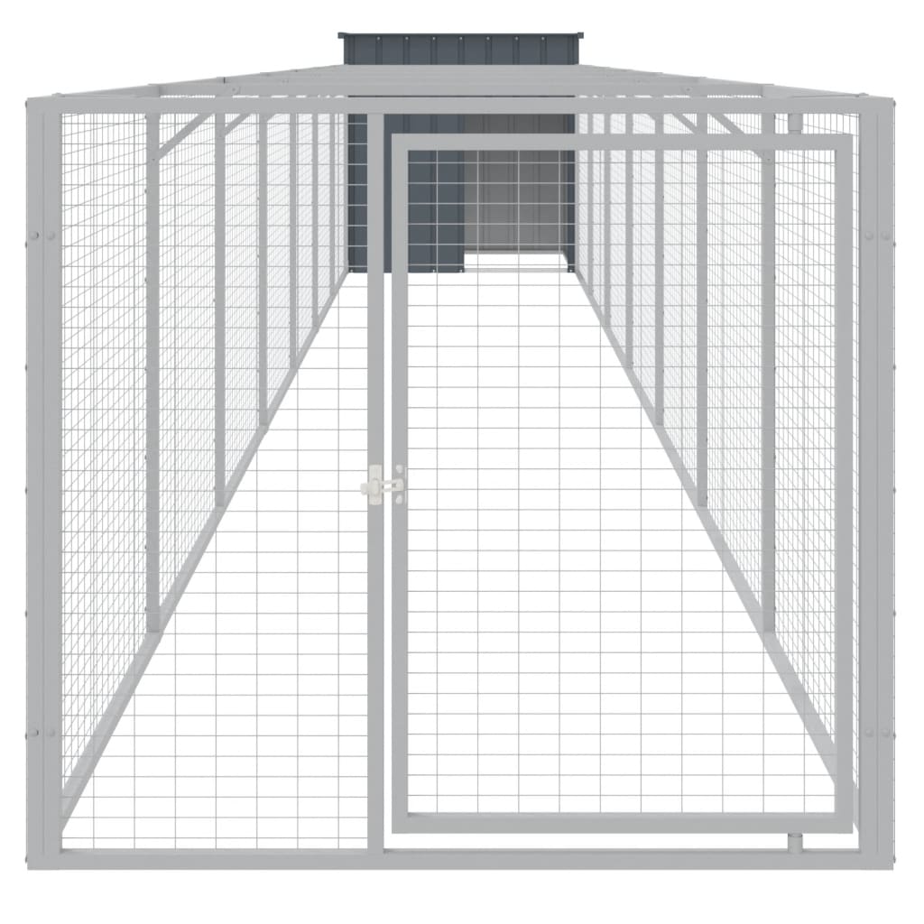 Hundehütte mit Auslauf Anthrazit 110x813x110cm Verzinkter Stahl Stilecasa