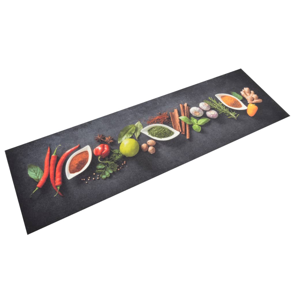 vidaXL Küchenteppich Waschbar Gewürze 45x150 cm Samt