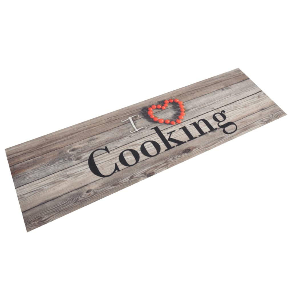 vidaXL Küchenteppich Waschbar Cooking Grau 45x150 cm Samt