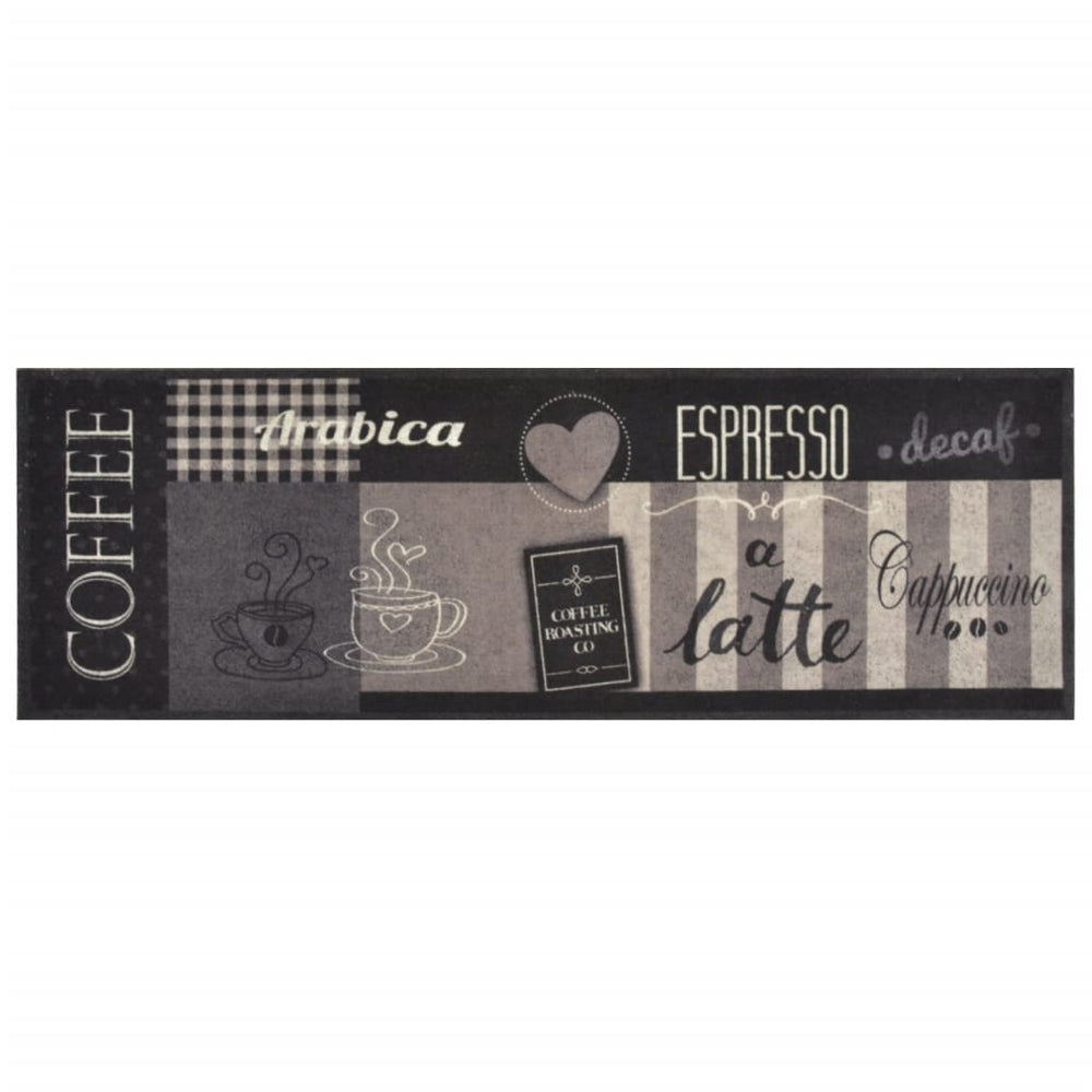 Küchenteppich Waschbar Coffee Schwarz 60x180 cm Samt Stilecasa