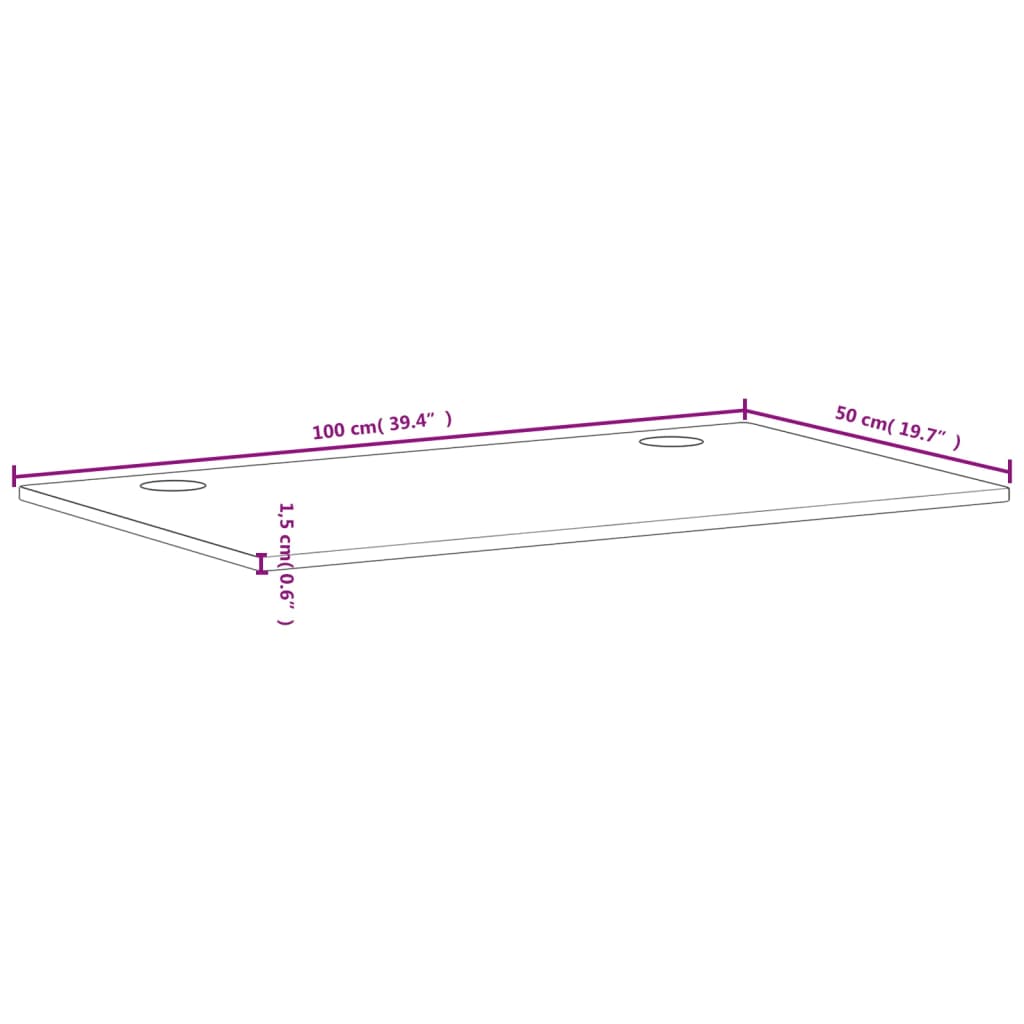 vidaXL Schreibtischplatte 100x50x1,5 cm Massivholz Buche