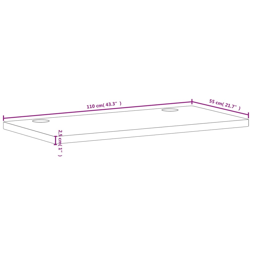 vidaXL Schreibtischplatte 110x55x2,5 cm Massivholz Buche