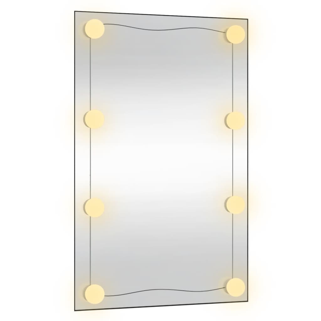 Wandspiegel mit LED-Leuchten 50x80 cm Glas Rechteckig Stilecasa