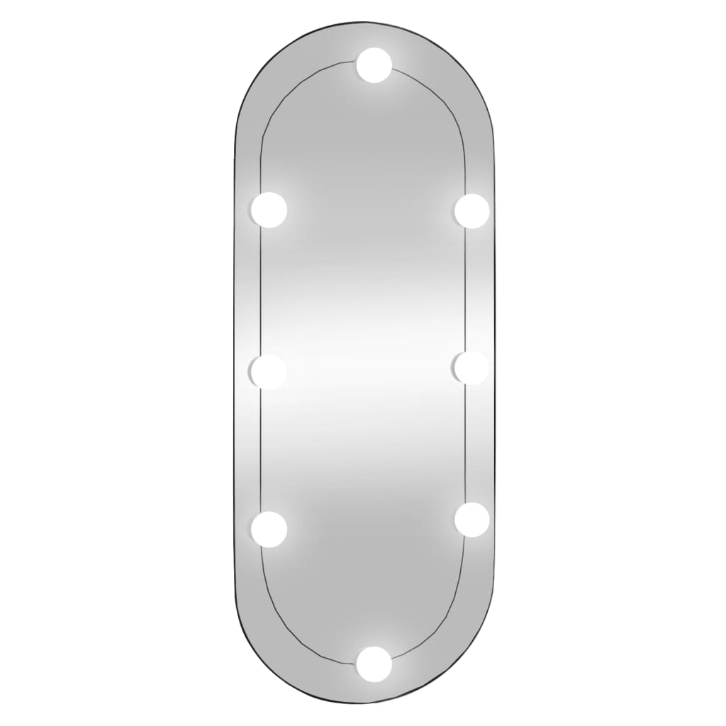 vidaXL Wandspiegel mit LED-Leuchten 30x70 cm Glas Oval