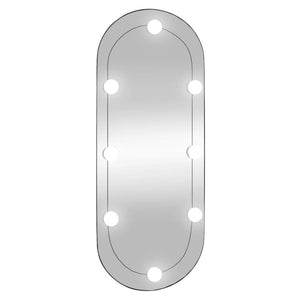 vidaXL Wandspiegel mit LED-Leuchten 30x70 cm Glas Oval