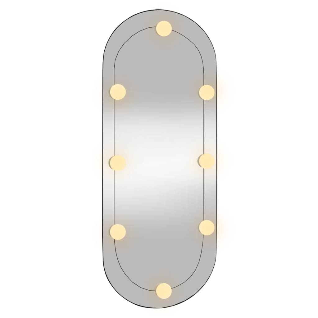 vidaXL Wandspiegel mit LED-Leuchten 30x70 cm Glas Oval