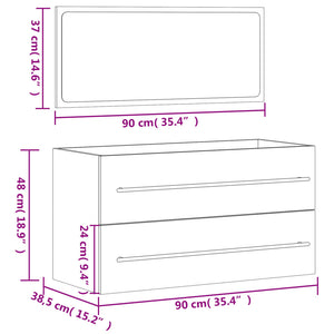 vidaXL Badschrank mit Spiegel Schwarz Holzwerkstoff