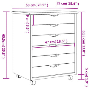 vidaXL Rollschrank mit Schubladen MOSS Grau Massivholz Kiefer