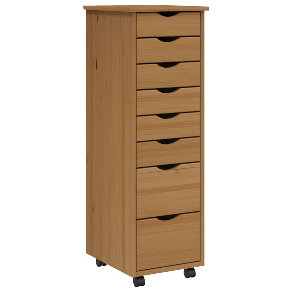 Rollschrank mit Schubladen MOSS Honigbraun Massivholz Kiefer Stilecasa